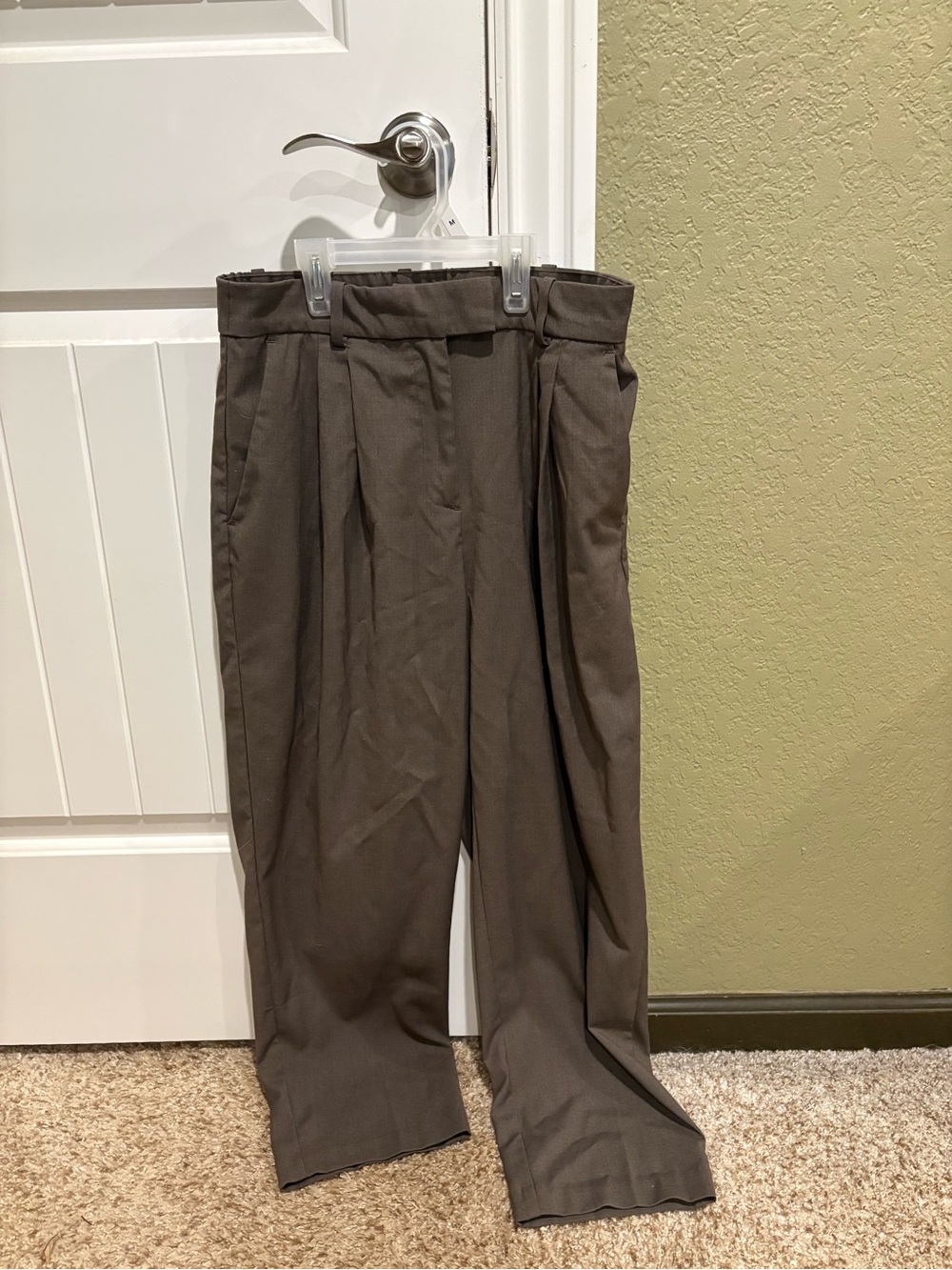 H&M Women's Brown Pleated Wide-Leg Trousers